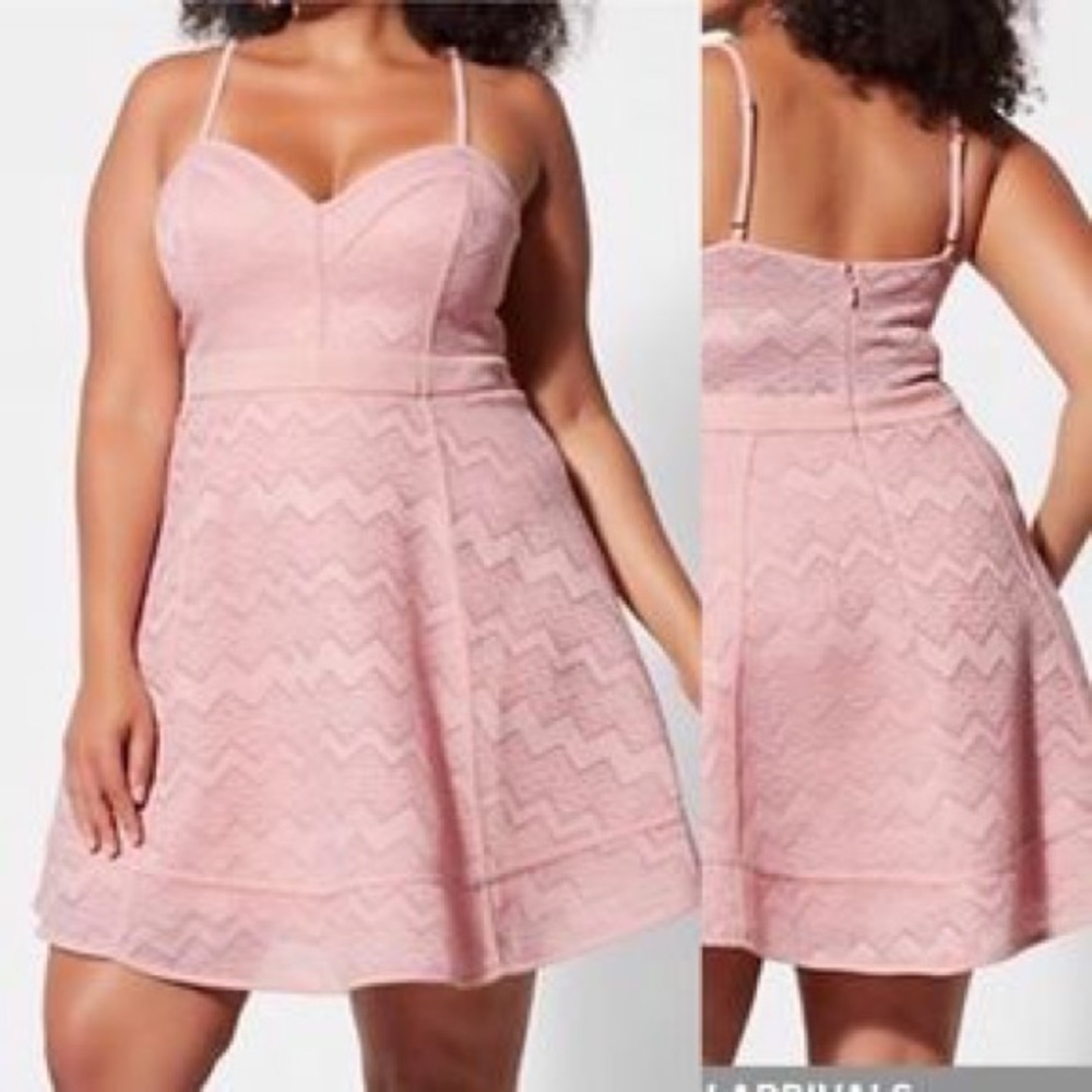 NWOT Pink Fashion to Figure lace flare dress Sz XL